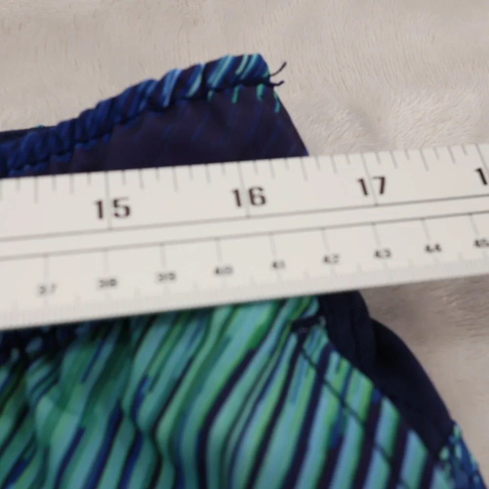 Speedo Mens Blue Green Wavy Swim Trunks Compression Liner Large 7778205